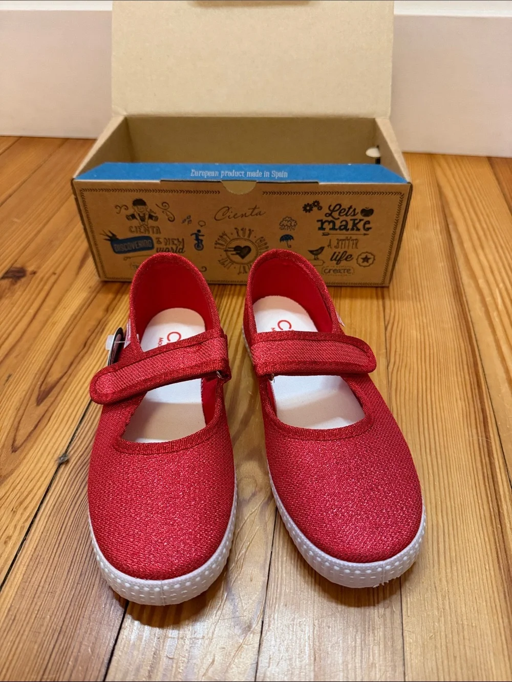 Cienta Red Glitter Mary Jane Kids' Shoes